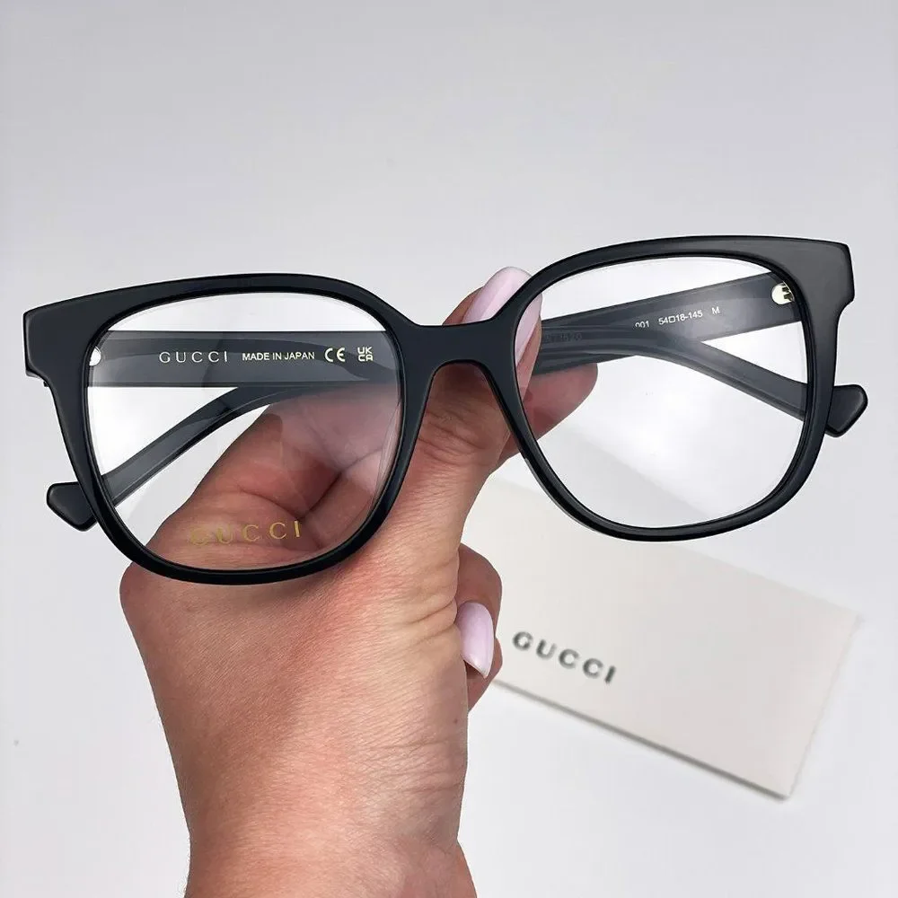 Gucci GG1305OA 001 Eyeglasses Black Havana Rectangle Women